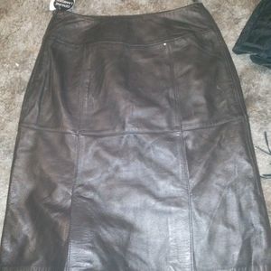 Brown leather skirt
